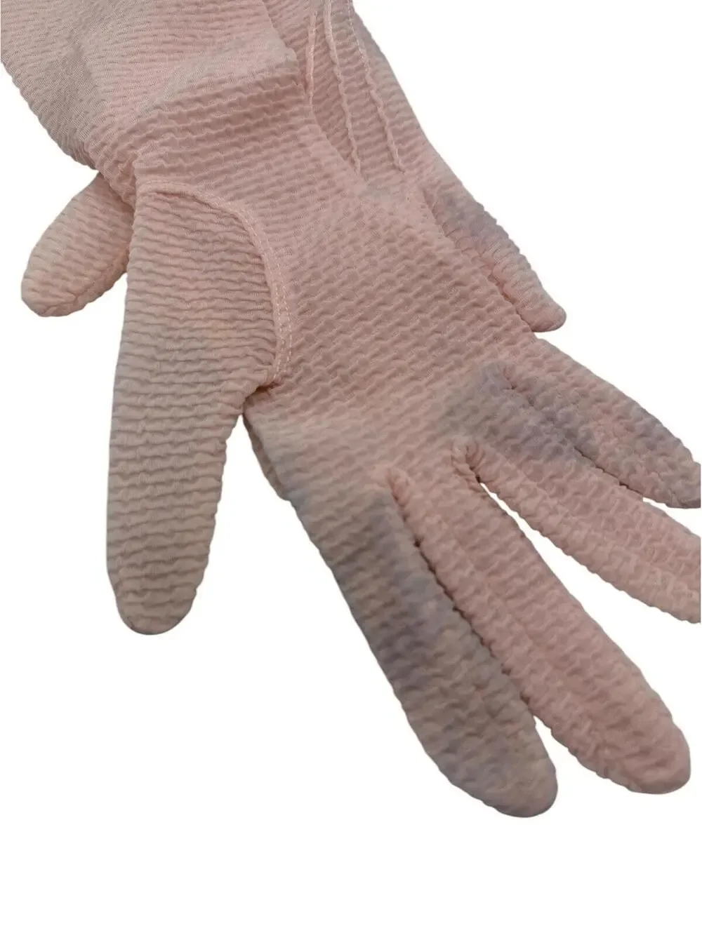 Vintage 60s Pink Nylon Gloves: Over-the-Wrist Formal Gloves